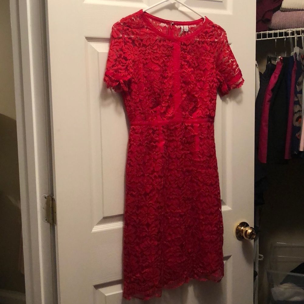 Red lace dress